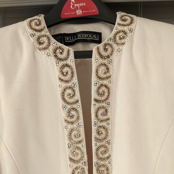 Della Roufogali Ivory Beaded Cocktail Wedding Blazer & Tank Top Set Size… - Picture 3 of 17